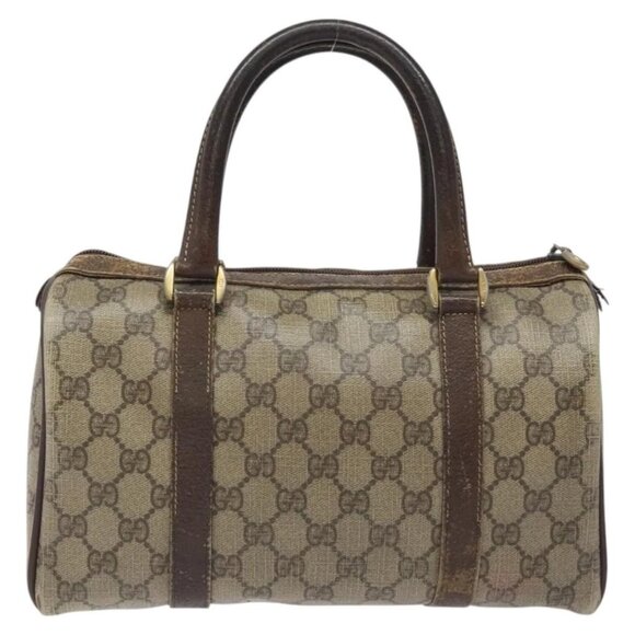 GUCCI GG Supreme Web Sherry Line Hand Bag PVC Beige Gold - Picture 2 of 16